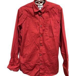 Bare Leisure Mens Shirt Small Red Blue Button Up Long Sleeve All Over Print